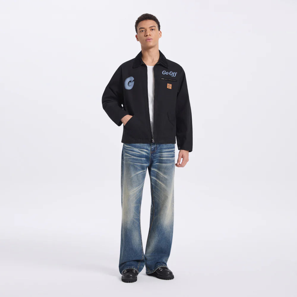GO OFF WASHED 14oz CROPPED DETROIT WORK JACKER