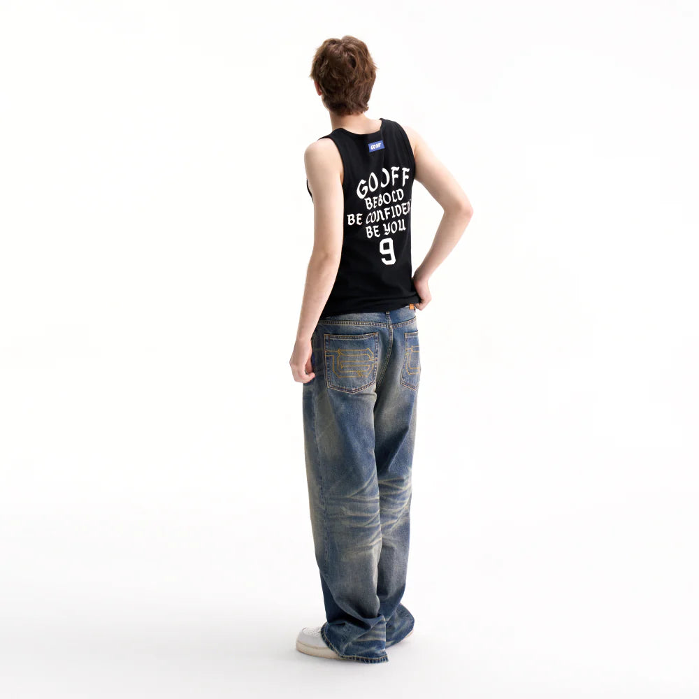 GO OFF 復古貓鬚寛直筒牛仔褲 | GO OFF Vintage Whisker Wide-Straight Jeans