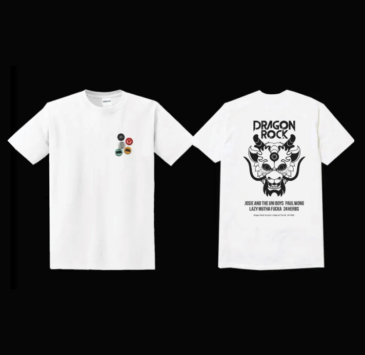Josie & The Uni Boys - "Dragon Rock Festival" Heavy Tee (White)
