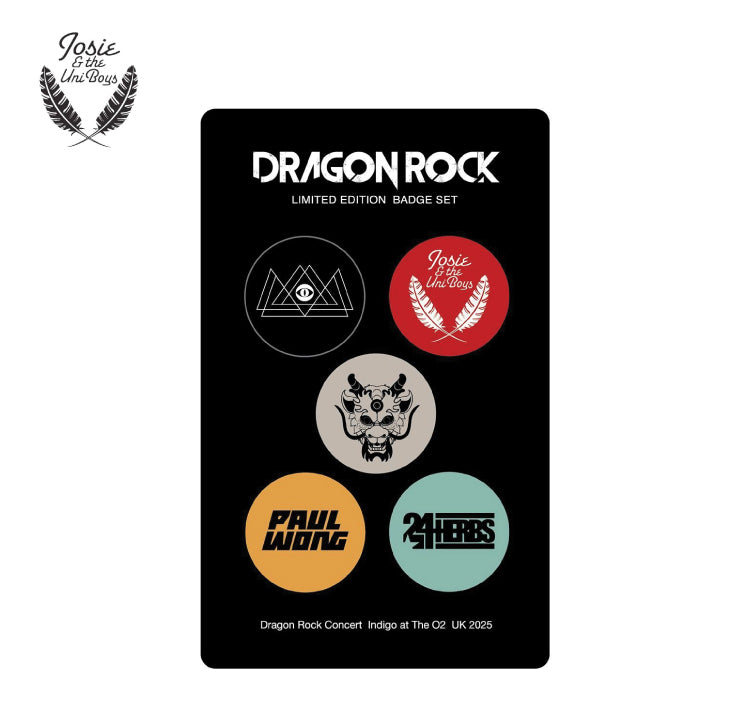 Josie & The Uni Boys - "Dragon Rock Festival" Badge Set
