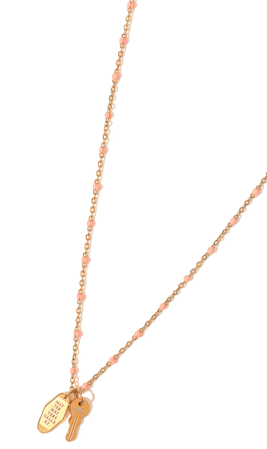 Matter Matters Vacation Key Tag Necklace • Pink Chain