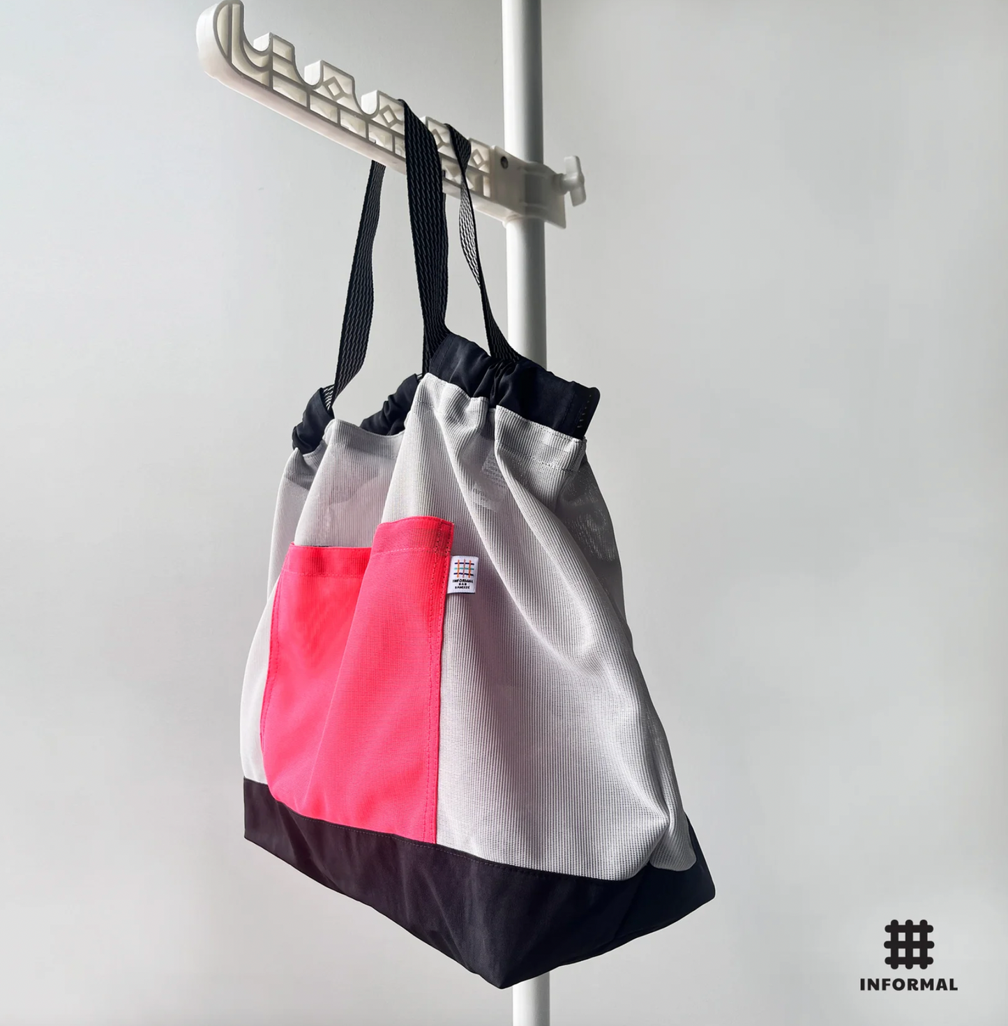 Informal Bag Mesh Shopper Size L (iVORY+Pink)