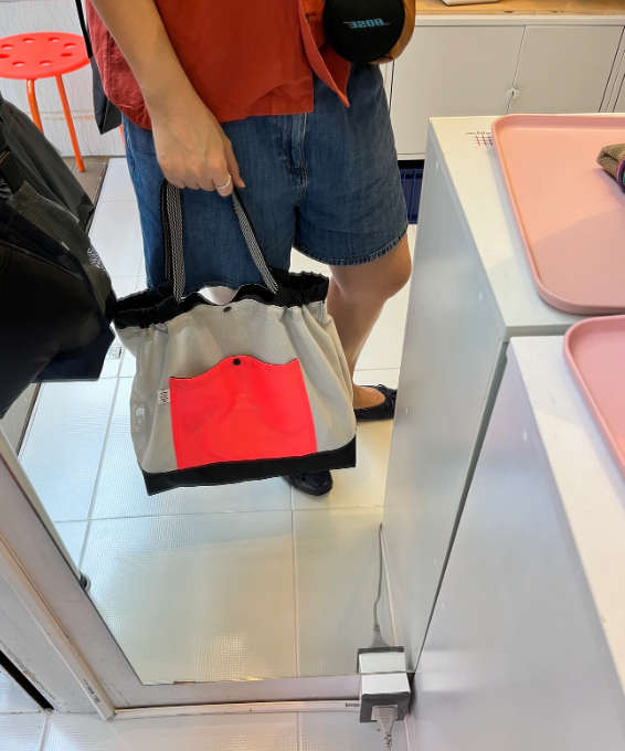 Informal Bag Mesh Shopper Size M (iVORY+Pink)