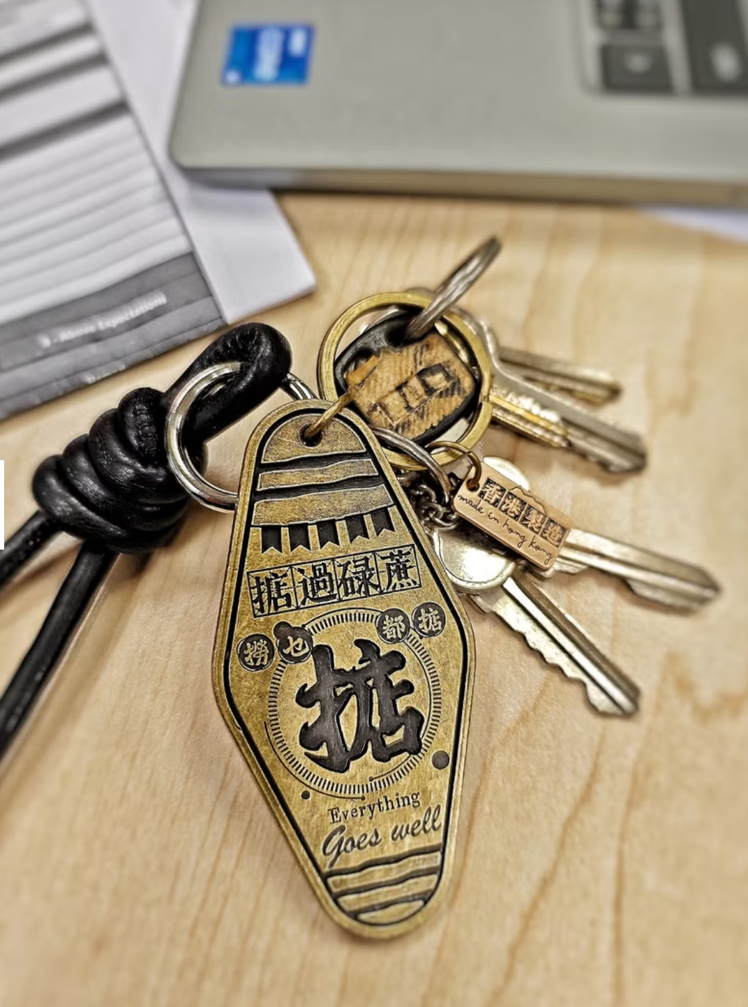 Mimemomall - 復古美式飯店仿古銅復古鎖匙扣-掂