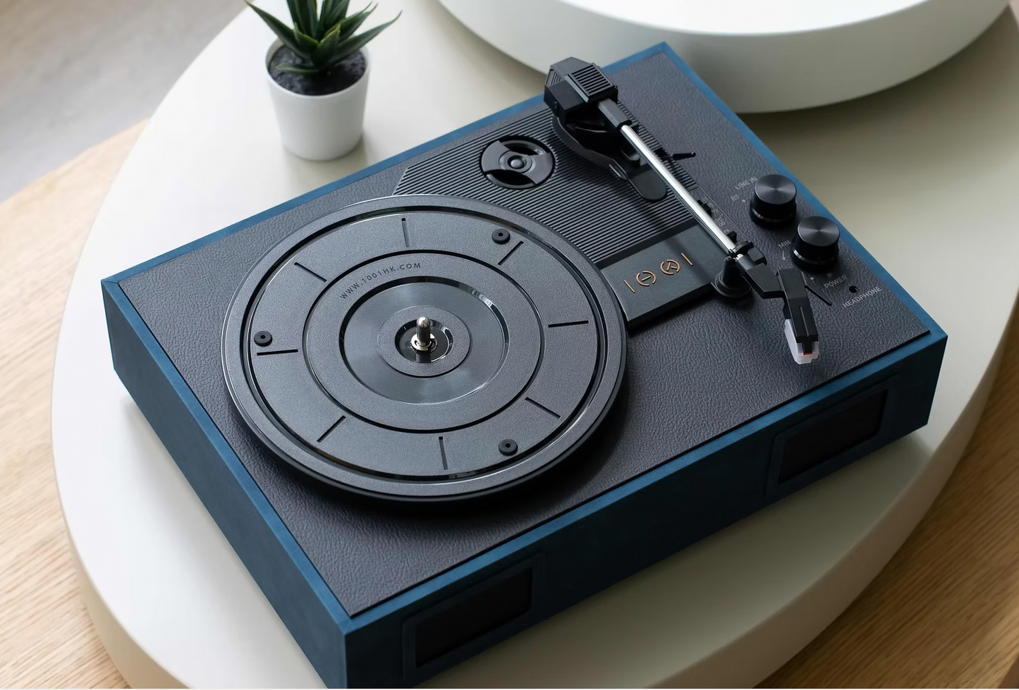 Vinyl Record Player- Vegan Leather