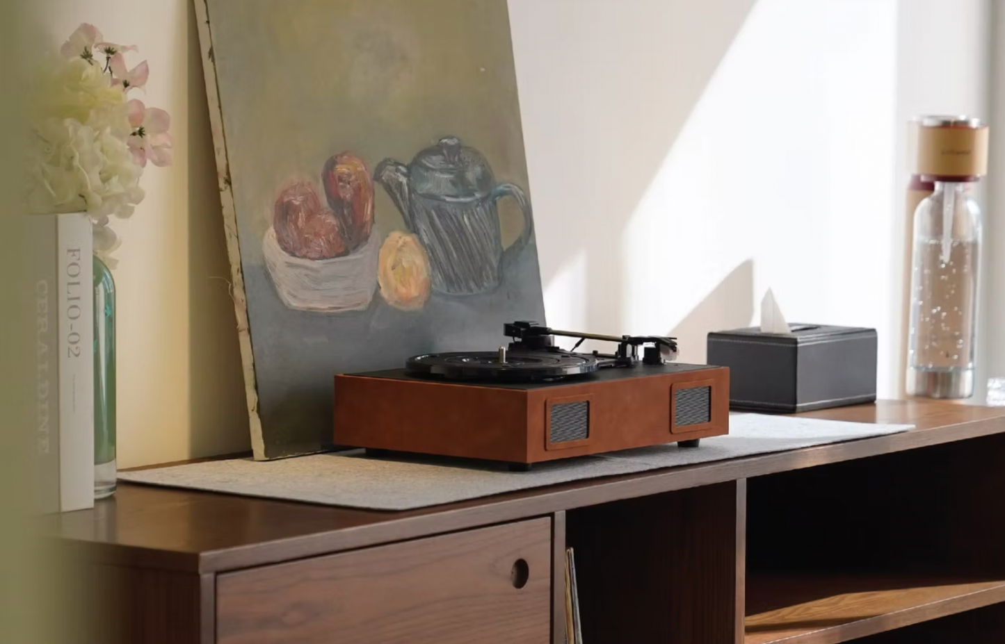 Vinyl Record Player- Vegan Leather