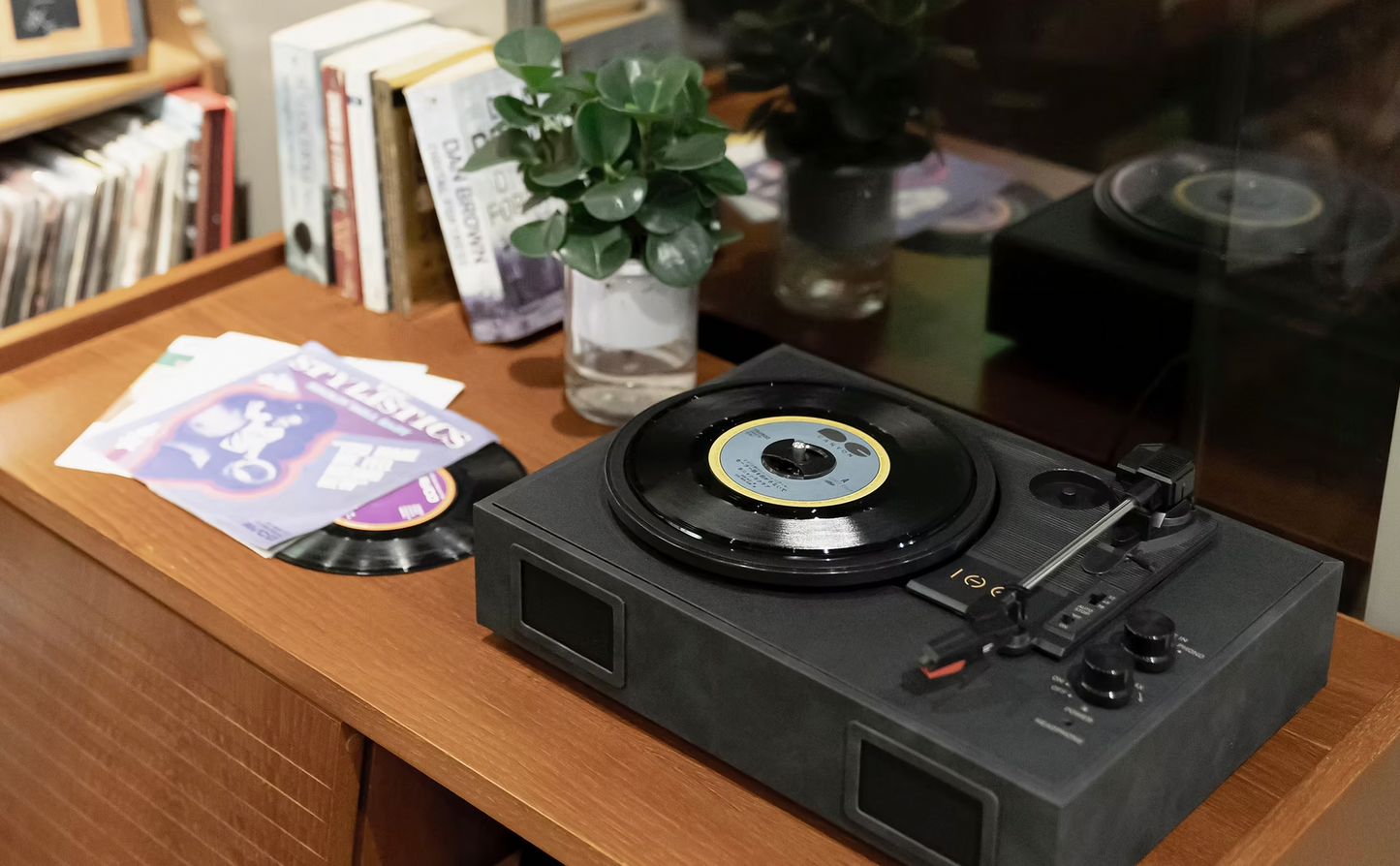 Vinyl Record Player- Vegan Leather