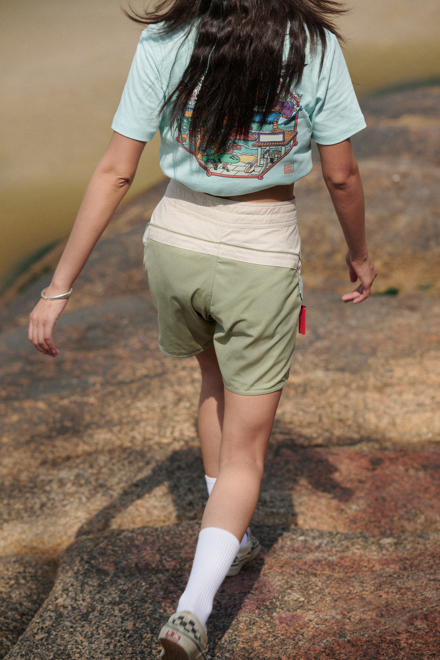 CHILLHANG 拼色水陸沙灘褲(綠杏拼色)(Unisex)