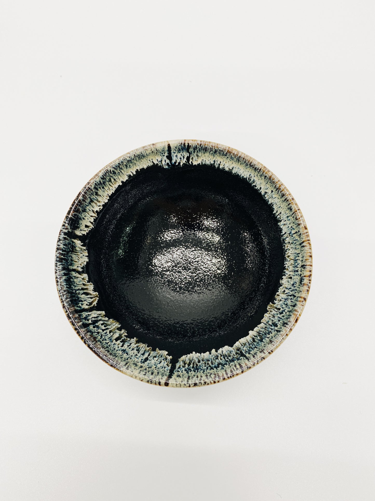 日本製美濃燒 白弦飯碗 | Japanese Mino Ware Yuzu Tenmoku White Strings Rice Bowl (Black)