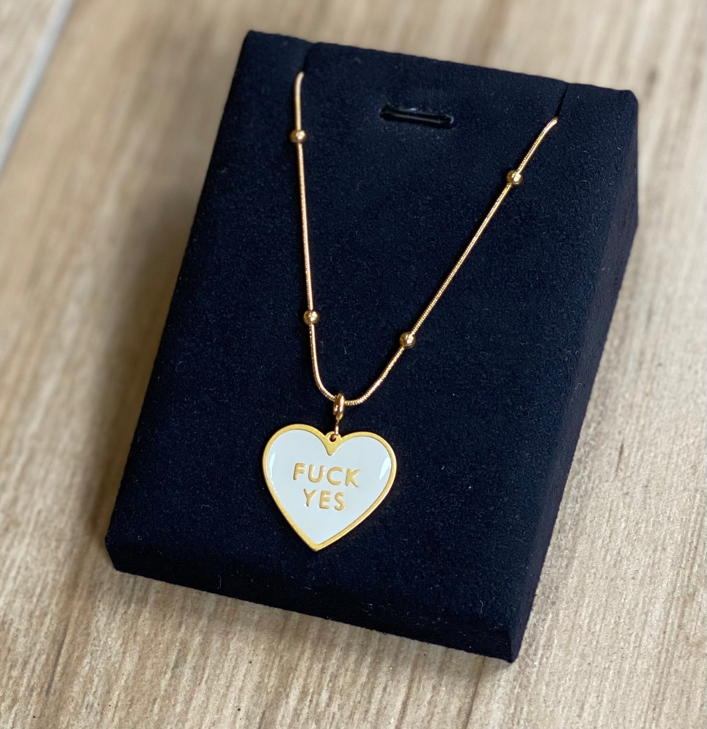 Matter Matters Fuck Yes Ball Chain Necklace • Cream / Reversible