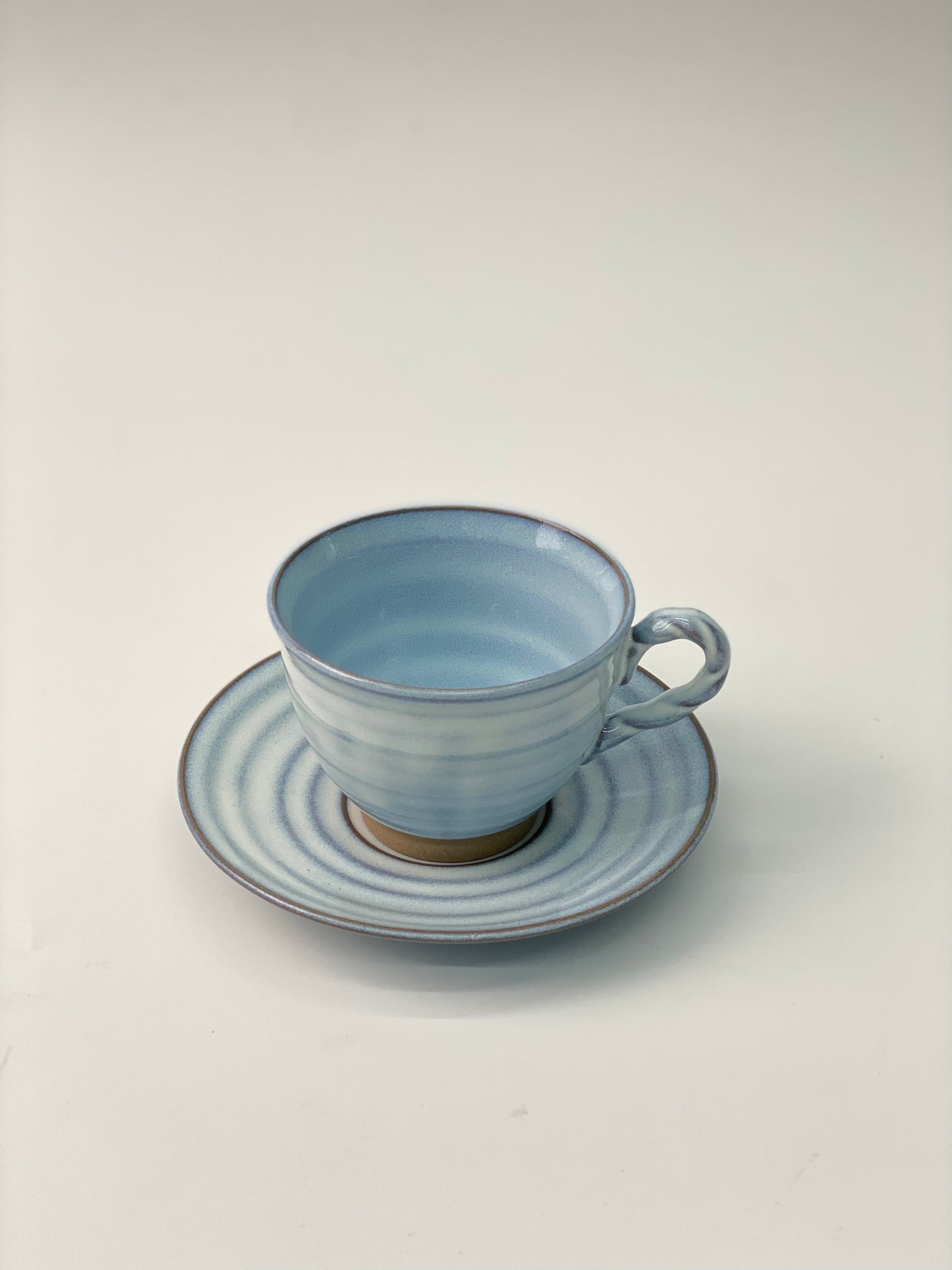 日本製美濃燒 螺旋紋杯碟套裝(淺藍色)| Japanese Mino Ware Spiral Pattern Mug and Plate Set(Light Blue)