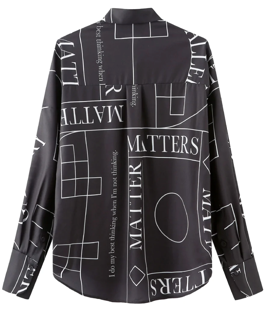 Matter Matters 'Not' / Pattern Loose Fit Capri Shirt • Black