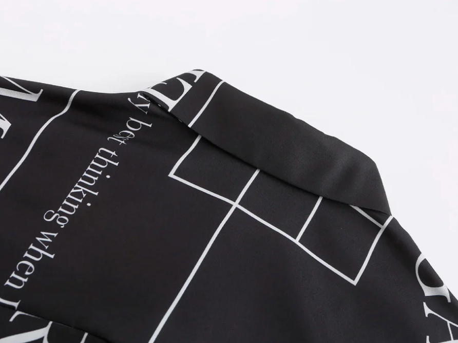 Matter Matters 'Not' / Pattern Loose Fit Capri Shirt • Black