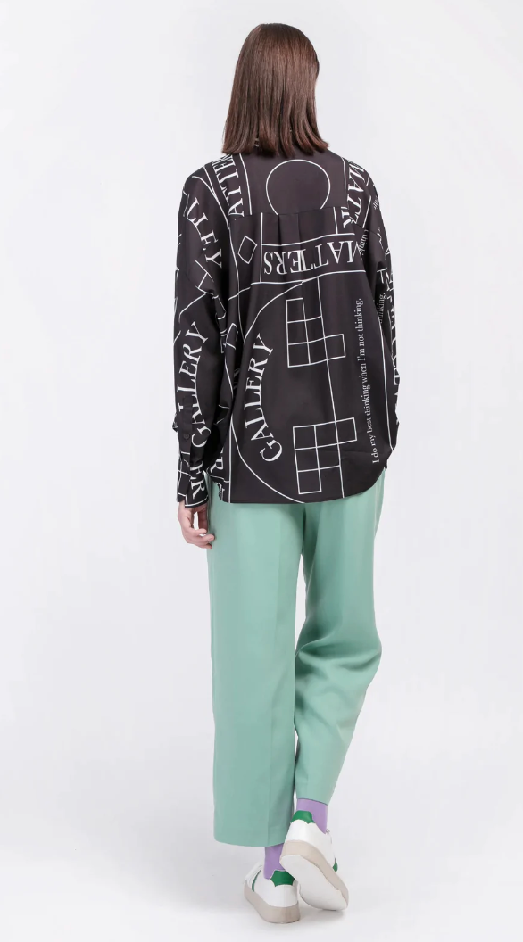 Matter Matters 'Not' / Pattern Loose Fit Capri Shirt • Black