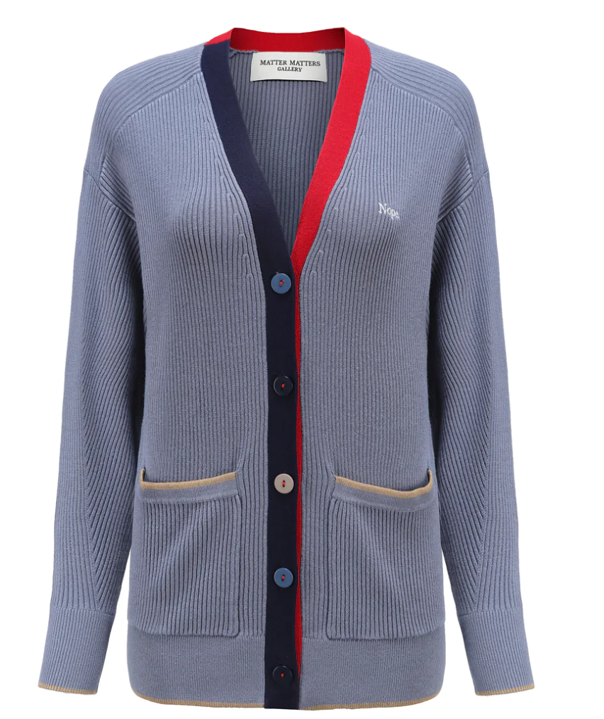 Matter Matters 'Nope' / V-Neck Knit Cardigan • Stale Blue