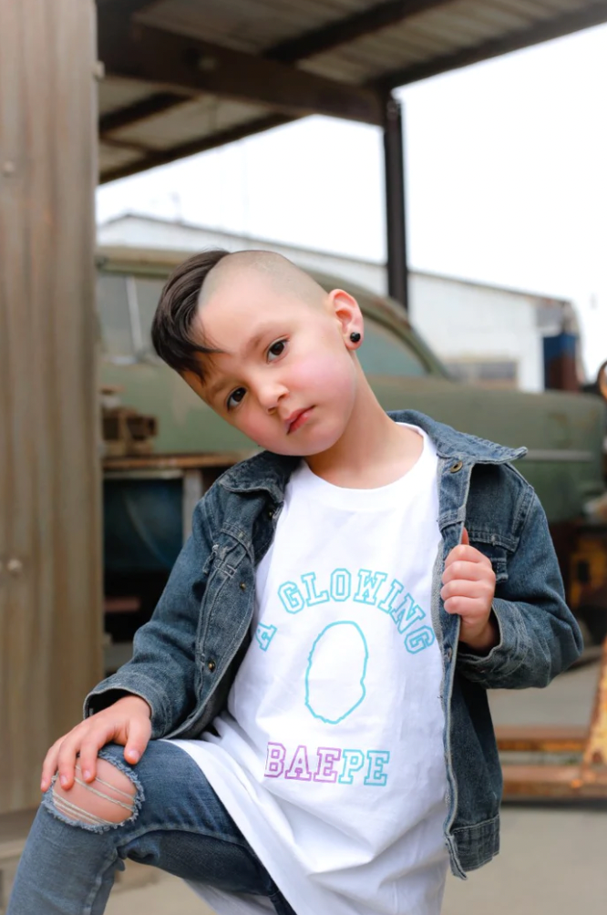 Aly Good Vibes - "A Glowing Baepe" T-Shirt (White) (Kid Size)