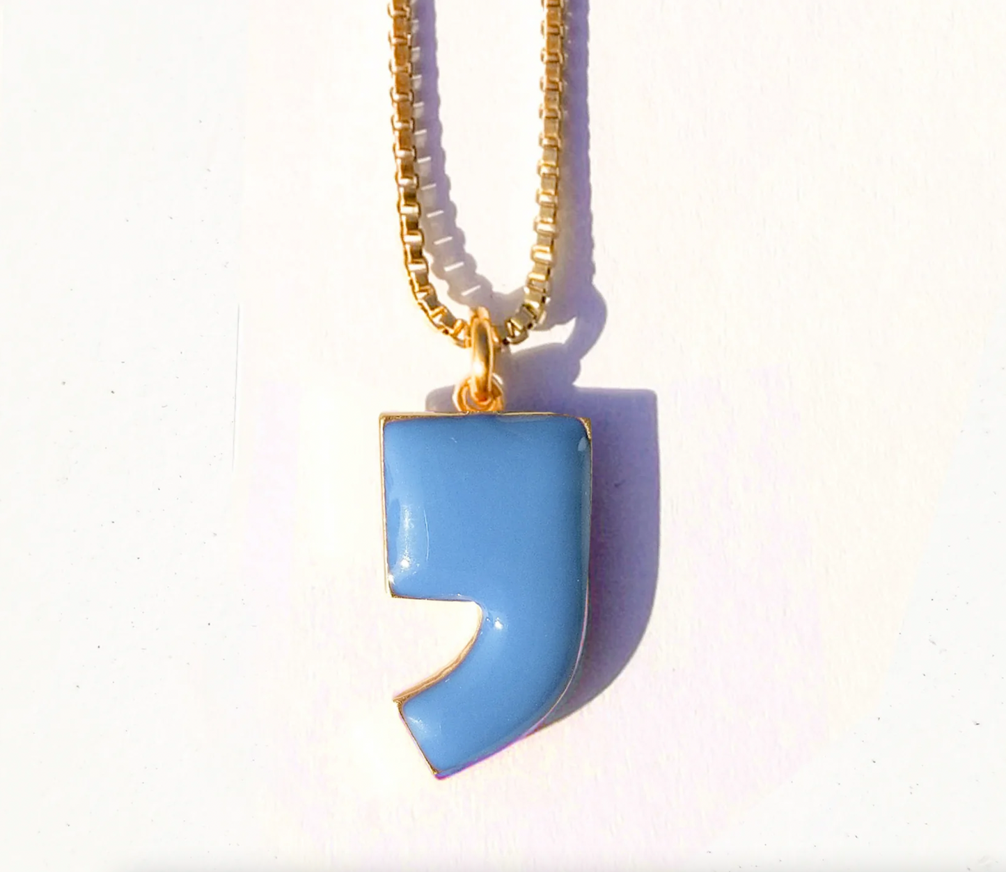 Matter Matters Comma Necklace • Orange & Forget-Me-Not