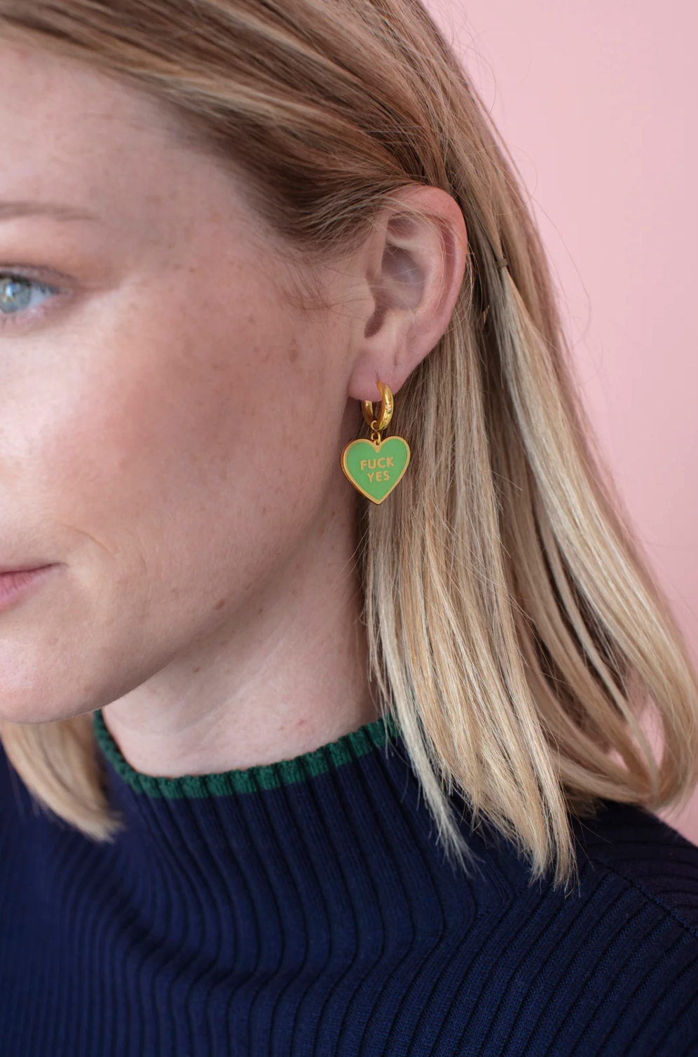 Matter Matters Fuck Yes Earring • Bright Green / Reversible