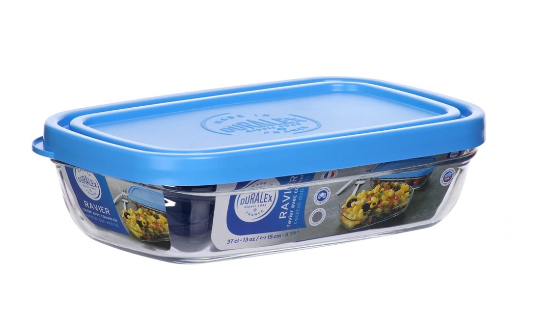 【法國製 Made in France】Duralex長方形保鮮盒 | Duralex Freshbox with Blue Lid (370ml)