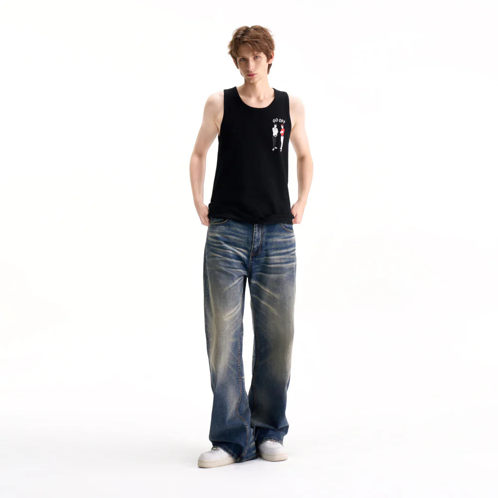 GO OFF 復古貓鬚寛直筒牛仔褲 | GO OFF Vintage Whisker Wide-Straight Jeans