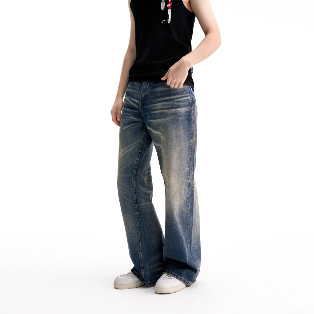 GO OFF 復古貓鬚寛直筒牛仔褲 | GO OFF Vintage Whisker Wide-Straight Jeans