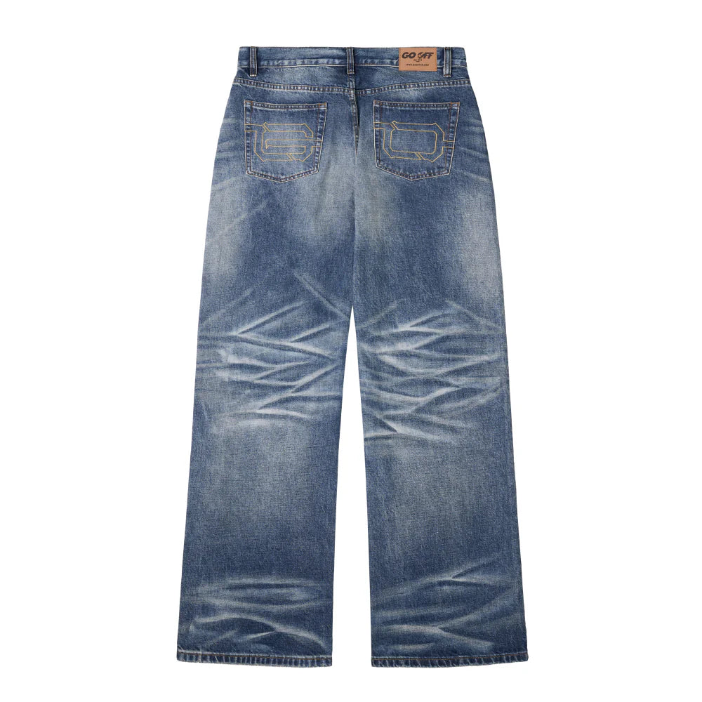 GO OFF 復古貓鬚寛直筒牛仔褲 | GO OFF Vintage Whisker Wide-Straight Jeans