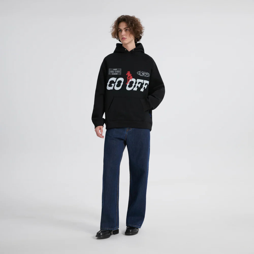 GO OFF 14oz DESIZED SELVEDGE RAW WIDE-LEG JEANS-NAVY