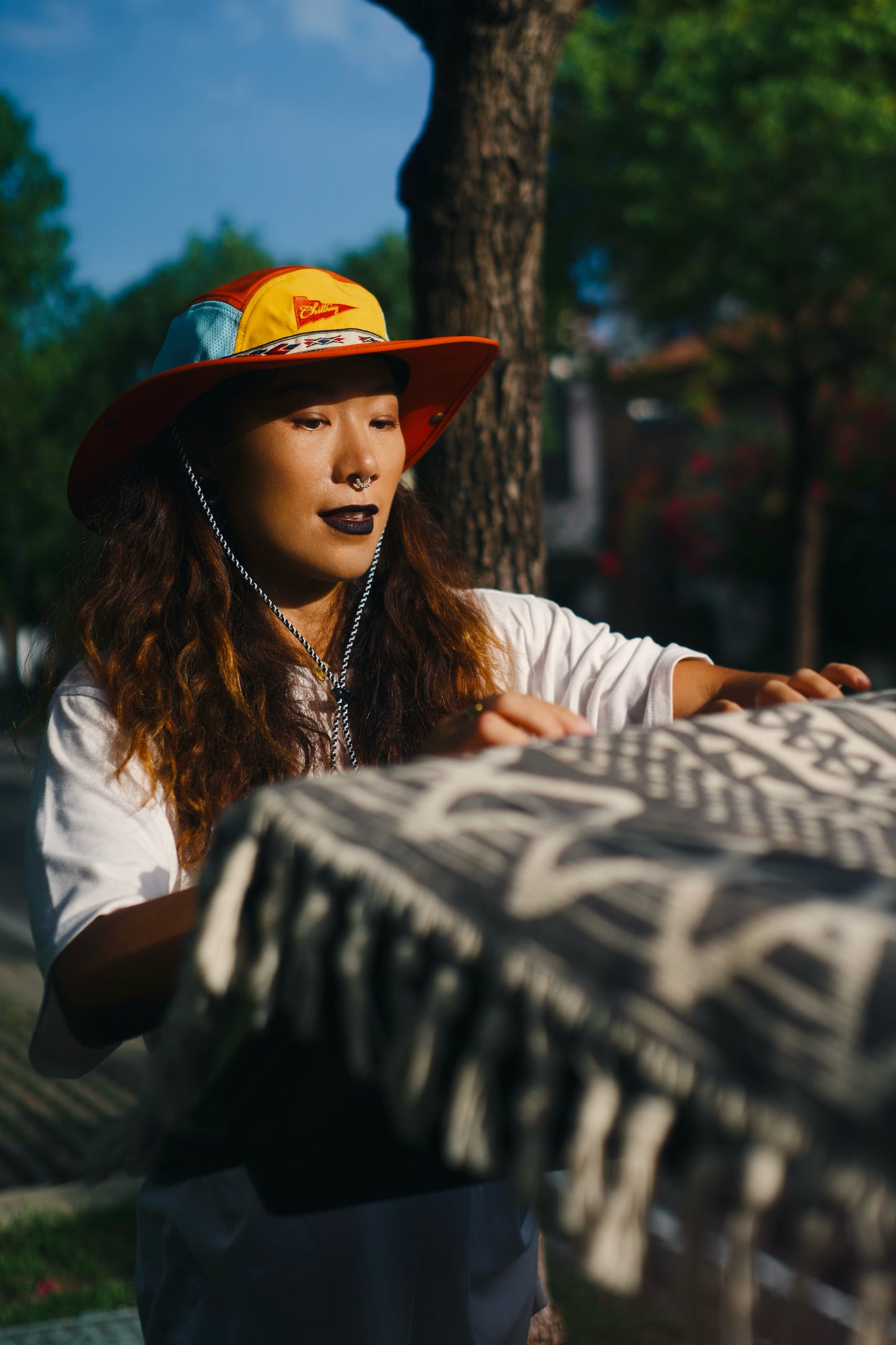 CHILLHANG 民族衝浪漁夫帽(藍 x 橙)
