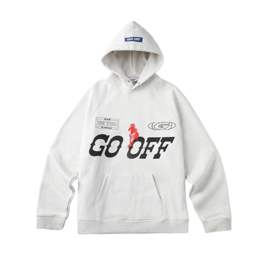 GO OFF Heavyweight Graphic Hoodie - Greyish White