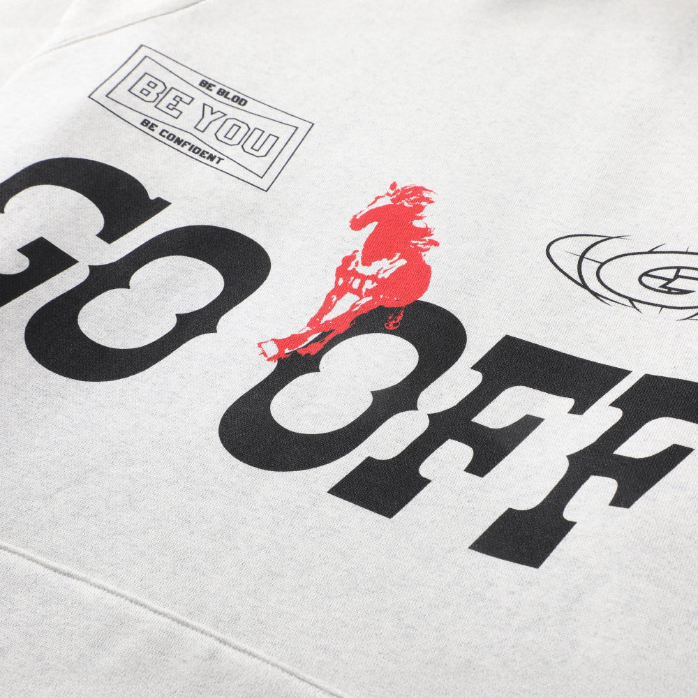 GO OFF Heavyweight Graphic Hoodie - Greyish White