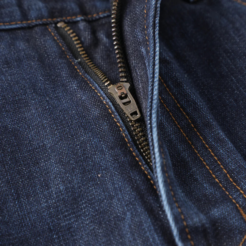 GO OFF 14oz DESIZED SELVEDGE RAW WIDE-LEG JEANS-NAVY