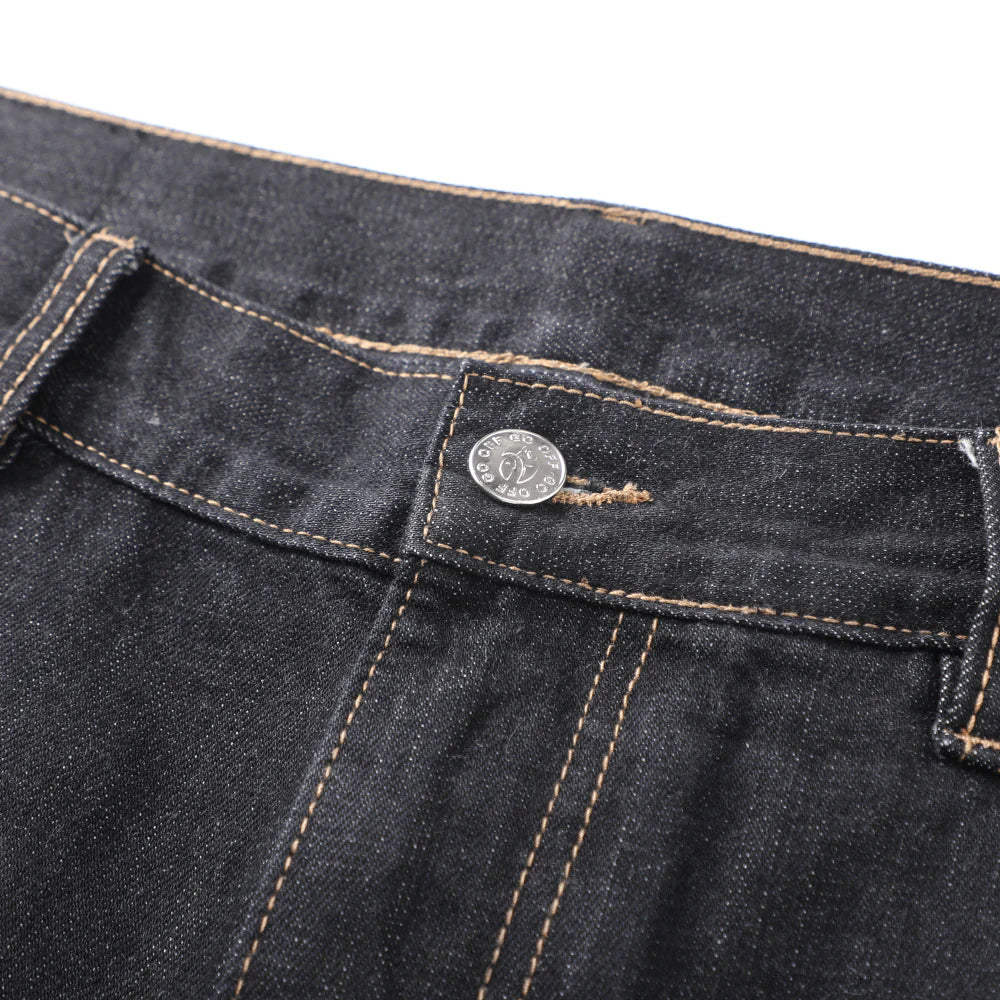 GO OFF 14oz DESIZED SELVEDGE RAW WIDE-LEG JEANS-INDIGO