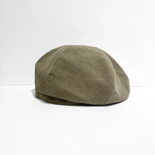 Joja - 皺皺水洗棉貝雷帽 (沙綠色)