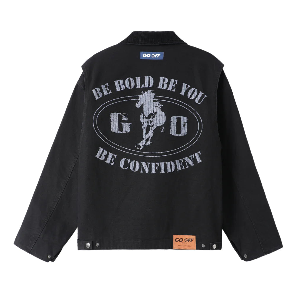 GO OFF WASHED 14oz CROPPED DETROIT WORK JACKER