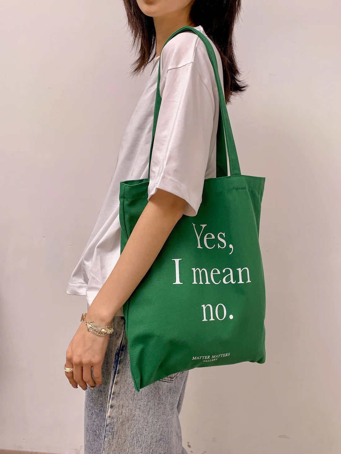 Matter Matters Yes I Mean No • Green/ Tote Bag