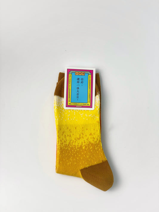 THE TIN K9U CLUB  天九 - 啡黃色漸變襪