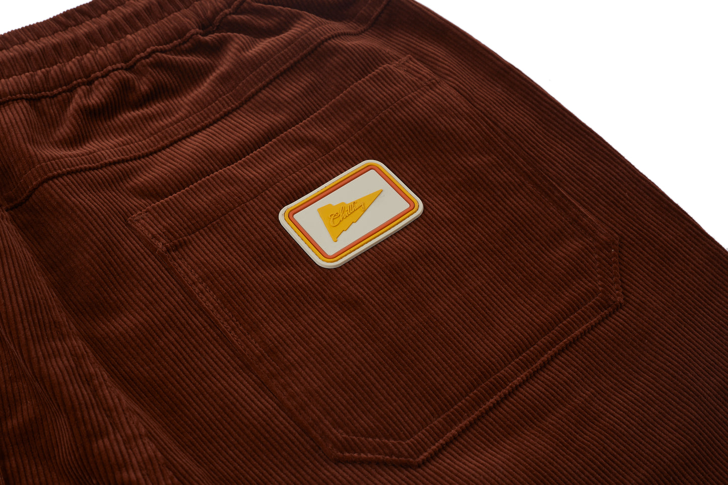 CHILLHANG 復古拼色燈芯絨短褲(紅 x 黃) (Unisex)