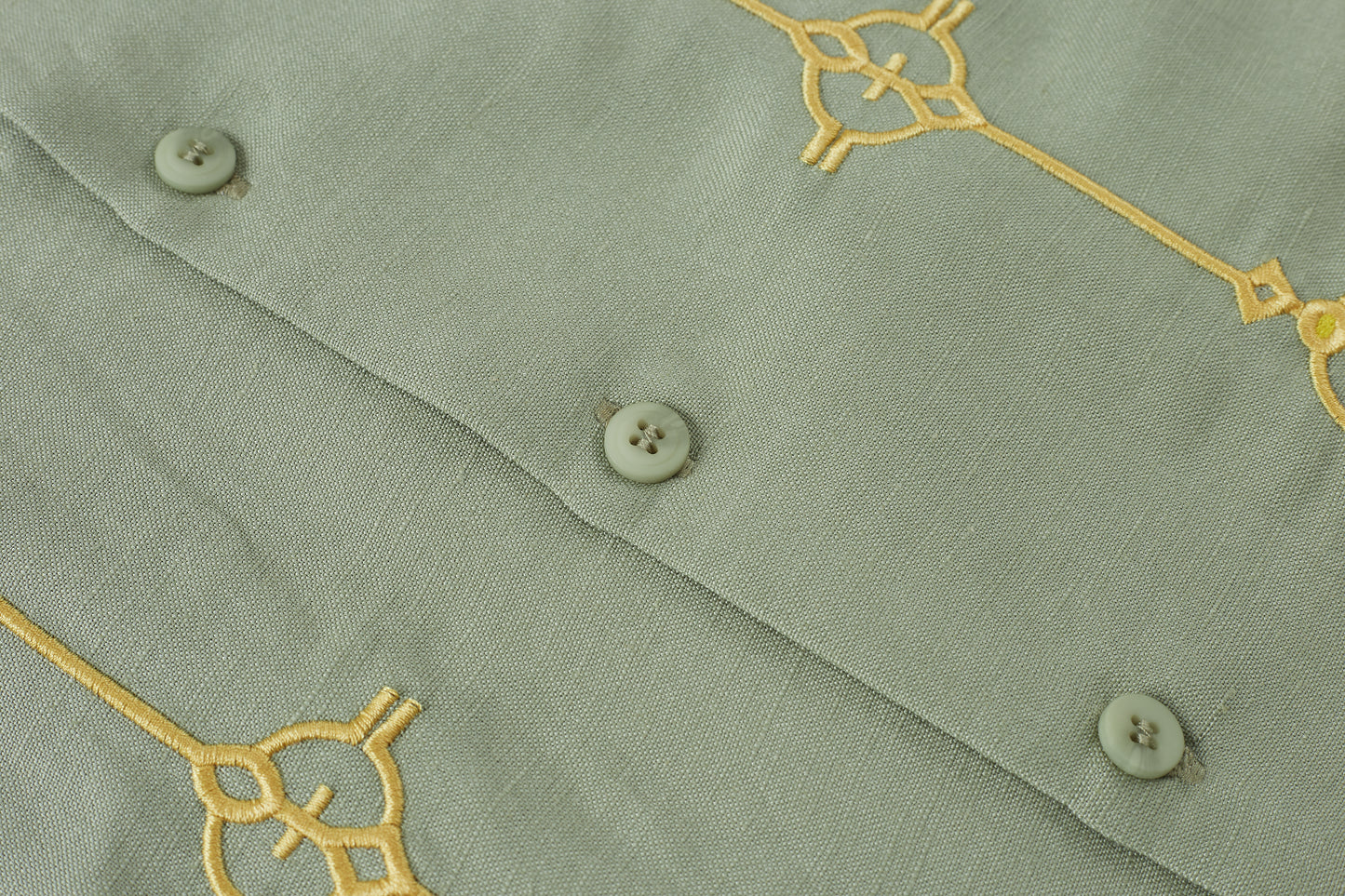 CHILLHANG日系棉麻刺繡沙灘恤衫(綠色)