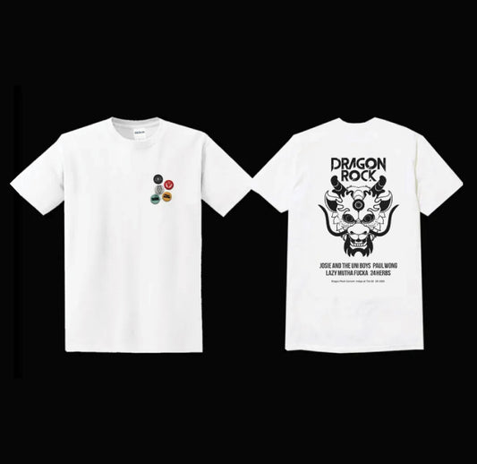 Josie & The Uni Boys - "Dragon Rock Festival" Heavy Tee (White)