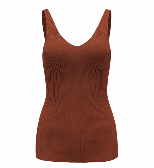 Matter Matters For All Hours / Ribbed Knit Tank Top • Brown