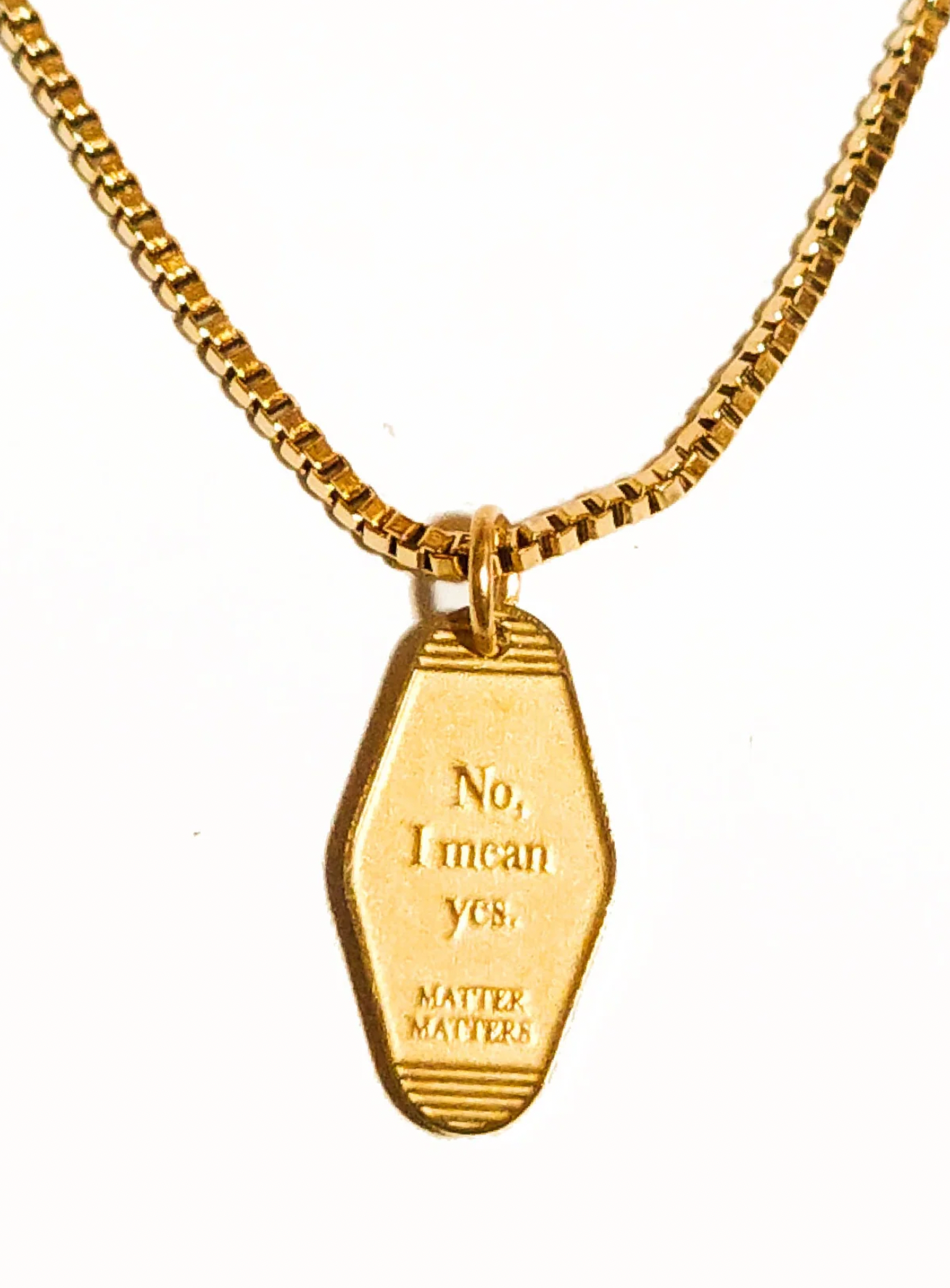 Matter Matters Yes, I Mean No Keytag Necklace • Gold