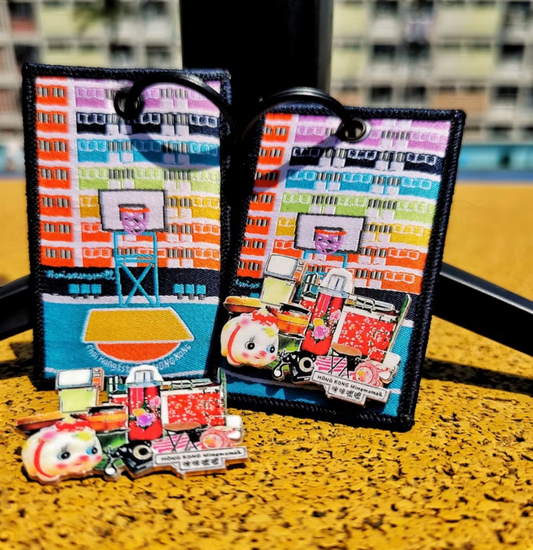 Mimemomall - 懷舊香港彩虹村-連金屬襟章鑰匙扣