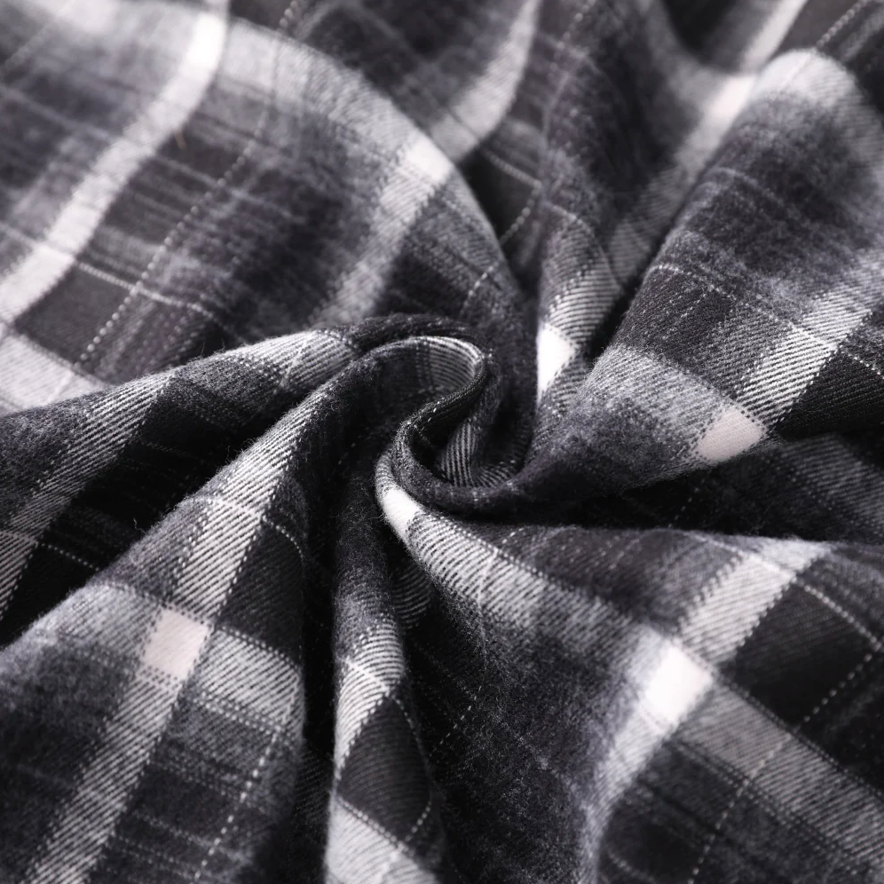 GO OFF | FAUX LAYERED PLAID & WAFFLE KNIT LONG SLEEVE SHIRT 假兩件格紋拼接華夫格長袖襯衫