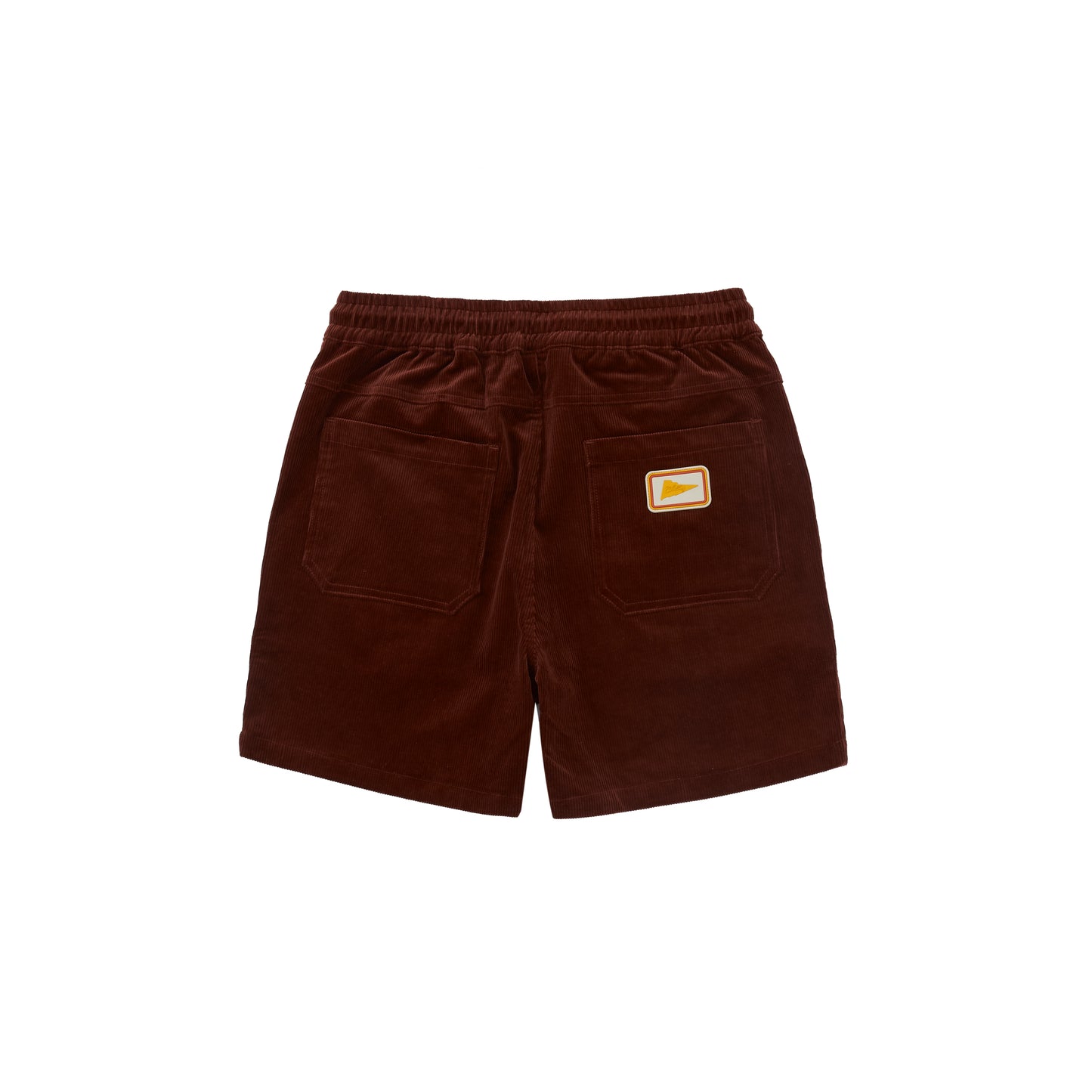CHILLHANG 復古拼色燈芯絨短褲(紅 x 黃) (Unisex)
