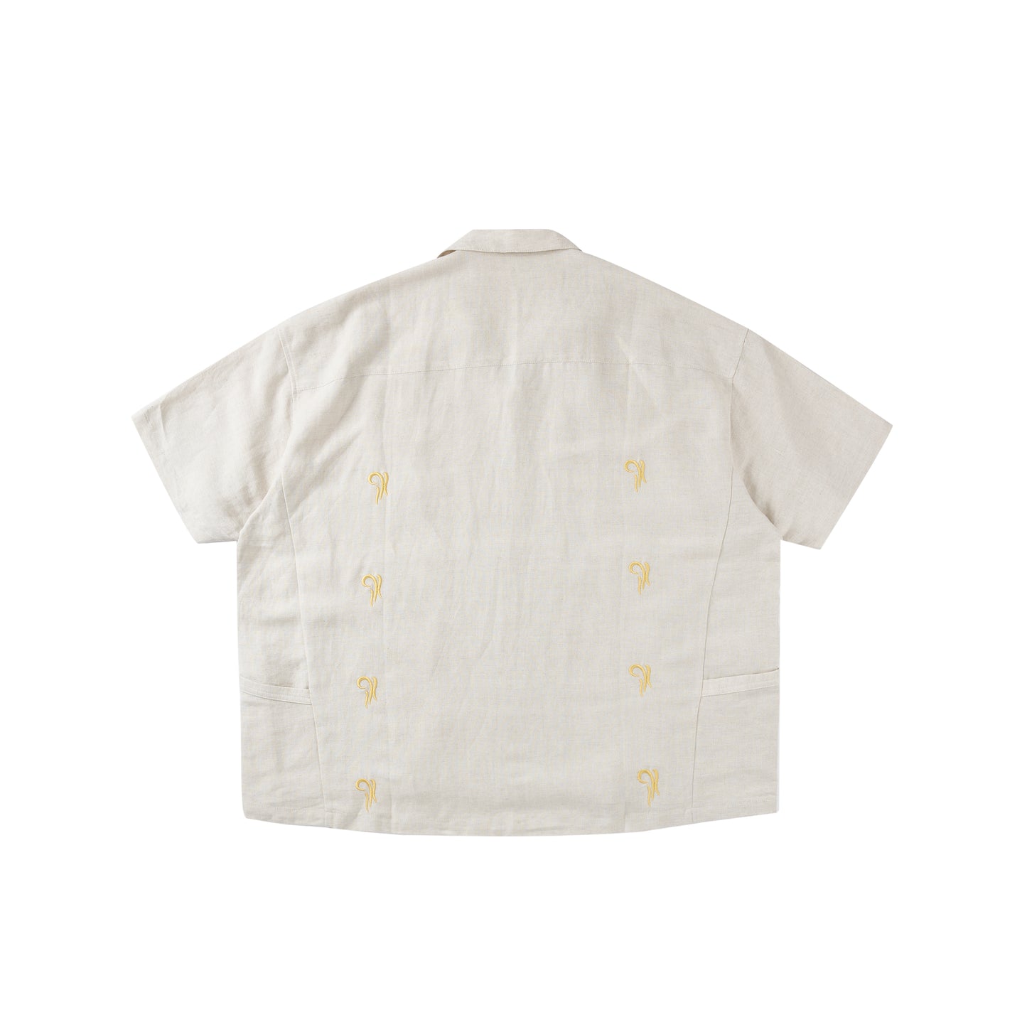 CHILLHANG 日系棉麻刺繡沙灘恤衫(白色)