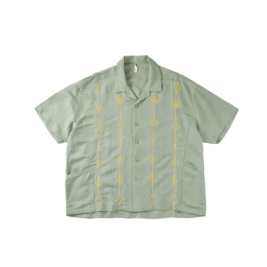 SAVAGE 野外露出- CHILLHANG日系棉麻刺繡沙灘恤衫(綠色)