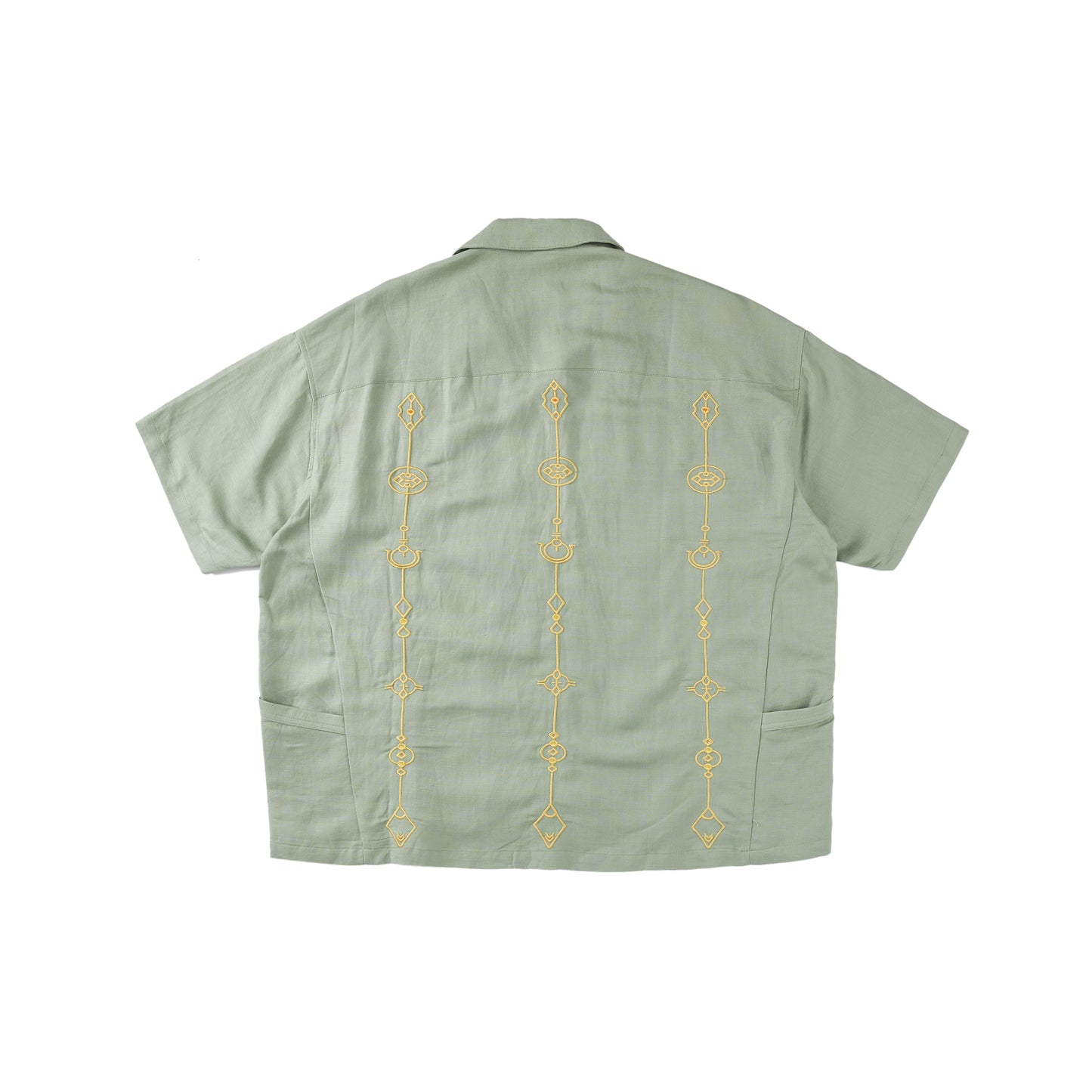 CHILLHANG日系棉麻刺繡沙灘恤衫(綠色)