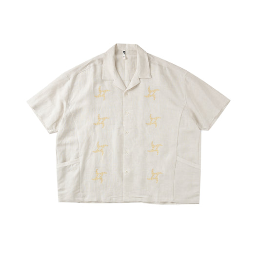 SAVAGE 野外露出- CHILLHANG日系棉麻刺繡沙灘恤衫(白色)