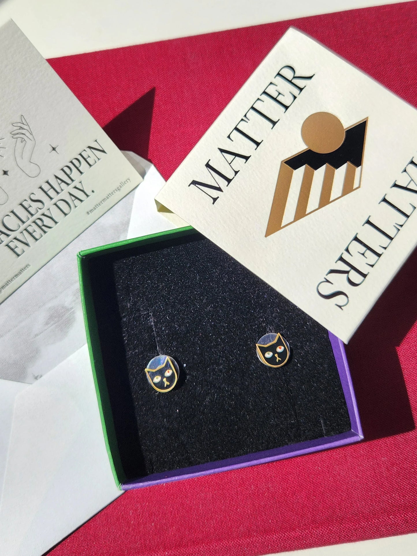 Matter Matters Kitty Mini Tom Earrings • Black