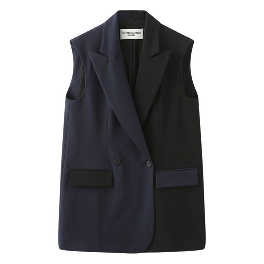 Matter Matters 'So,' / Embroidered Two-Tone Suit Vest • Navy & Black